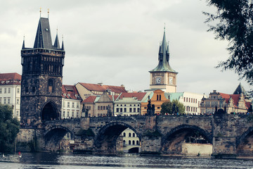 Fototapeta premium Old bridge and city