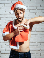 christmas sexy muscular santa man