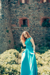 pretty girl in blue dress