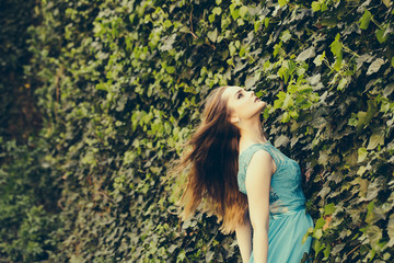 pretty girl in blue dress