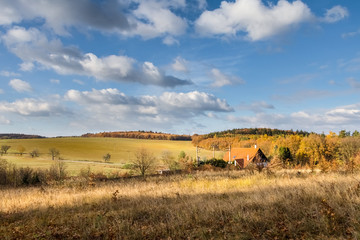 Fototapeta premium View of colorful autumnal rural landscape