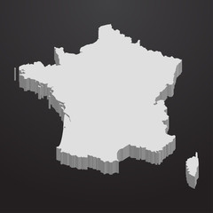 Fototapeta premium France map in gray on a black background 3d