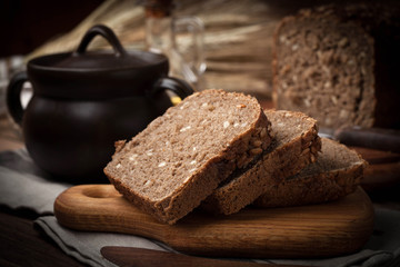 Wholemeal bread with sunflower seeds.
