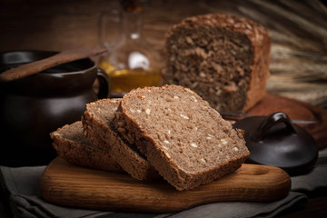 Wholemeal bread with sunflower seeds.