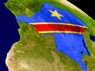 Democratic Republic of Congo with flag on Earth