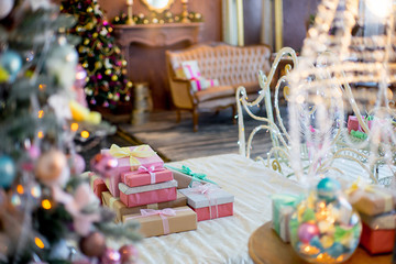 Christmas interior in pastel colors