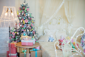 Christmas interior in pastel colors
