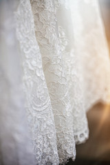 Fototapeta na wymiar closeup white wedding dress fabric
