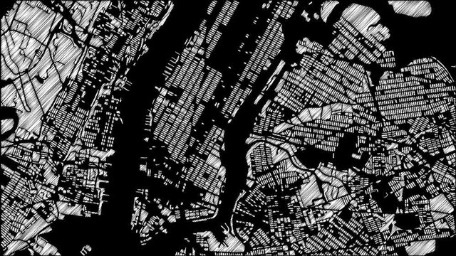 Manhattan NYC Karte Animation Skizze 4K