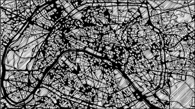 Paris Karte Animation Skizze 4K