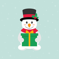 cute snowman with a present