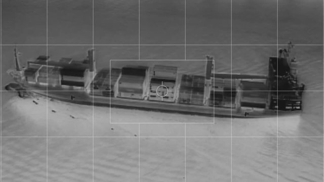 10451 infrared container ship from helicopter
