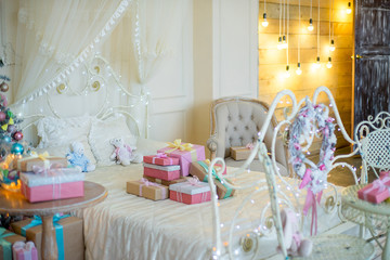 Christmas interior in pastel colors