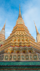 Fototapeta premium Big pagoda and thai art architecture in Wat Phra Chetupon Vimolmangklararm (Wat Pho) temple, Thailand. Photo taken on: 2 November , 2016