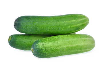 green fresh cucumber isolated on white background.