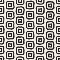 Vector Seamless Black and White Hand Drawn Rounded Rectangles Pattern