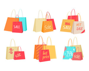 Sale Concepts with Paper Bags illustrations Set