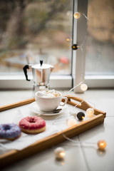 Cozy home weekend, coffee and sweets