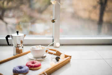 Cozy home weekend, coffee and sweets