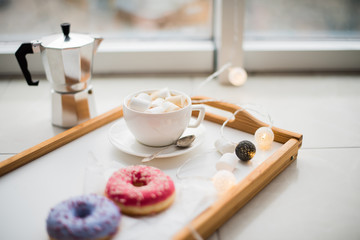 Cozy home weekend, coffee and sweets