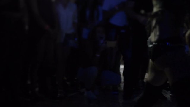 Army Girls Dance booty ass shakng close up on stage in club