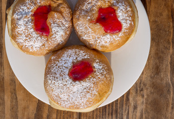 Festive sweet donuts with jam 