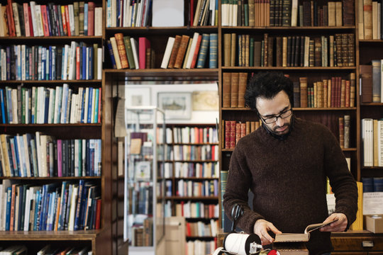 Portrait of man in library