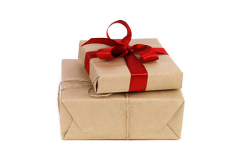 Christmas gifts boxes isolated on white background
