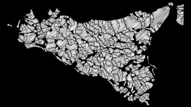 Sizilien Karte Animation Skizze 4K
