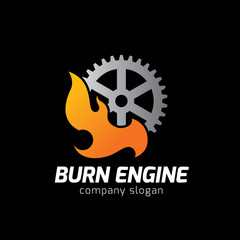 Burn Engine logo, Gear logo template.
