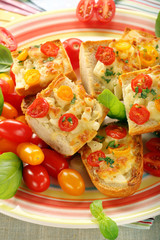 Fresh healthy vegetarian sandwich with cheese and tomato