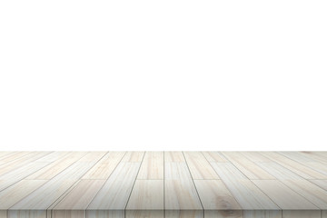 Empty wooden table or shelf wall isolated on white background, F
