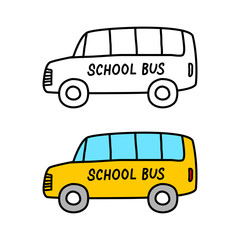 School bus icons on white background