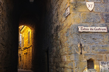 Gate of the old town, called Castrum, of Belves,  Dordogne, France  