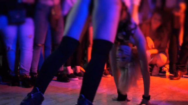 Army Girls Dance booty ass shakng close up on stage in club