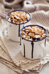 s'mores hot chocolate mini marshmallows cinnamon winter drink