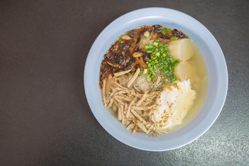 Vietnamese Noodle Soup - Pork Spare Ribs Rice Noodles Soup in thai style Serve in bowls sprinkled with Fried shallots add the fresh herbs of your choice.