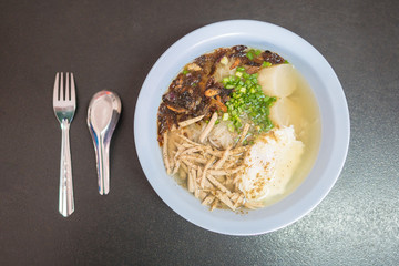Vietnamese Noodle Soup - Pork Spare Ribs Rice Noodles Soup in thai style Serve in bowls sprinkled with Fried shallots add the fresh herbs of your choice.