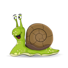 cute cartoon green snail isolated on white background