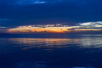 Sunset with cool tone on sky and ocean