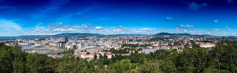 Fototapeta na wymiar Wide panorama of Oslo city background