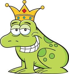 Cartoon illustration of a frog wearing a crown.