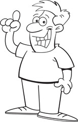 Black and white illustration of a man with an idea.