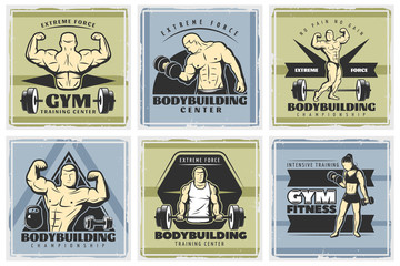Vintage Body Building Poster Set