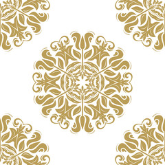 Oriental classic pattern. Seamless abstract background with repeating elements. Golden and white pattern