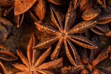 Badian Or Star Anise. Closeup. Macro.