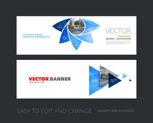 Vector set of modern horizontal website banners with geometric f