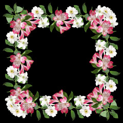 Beautiful pattern of white and pink flowers  