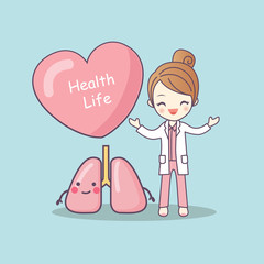 cute cartoon doctor with lung