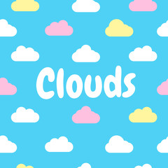 Blue sky with clouds. Vector seamless background